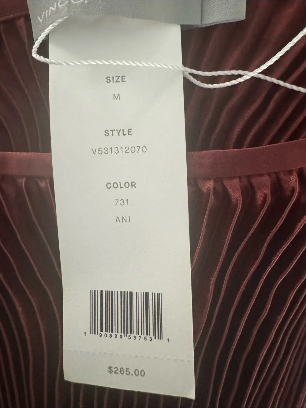 VINCE Chevron Pleated Satin Tank Top M NWT $265 Retail Sleeveless Luxury‎ Blouse